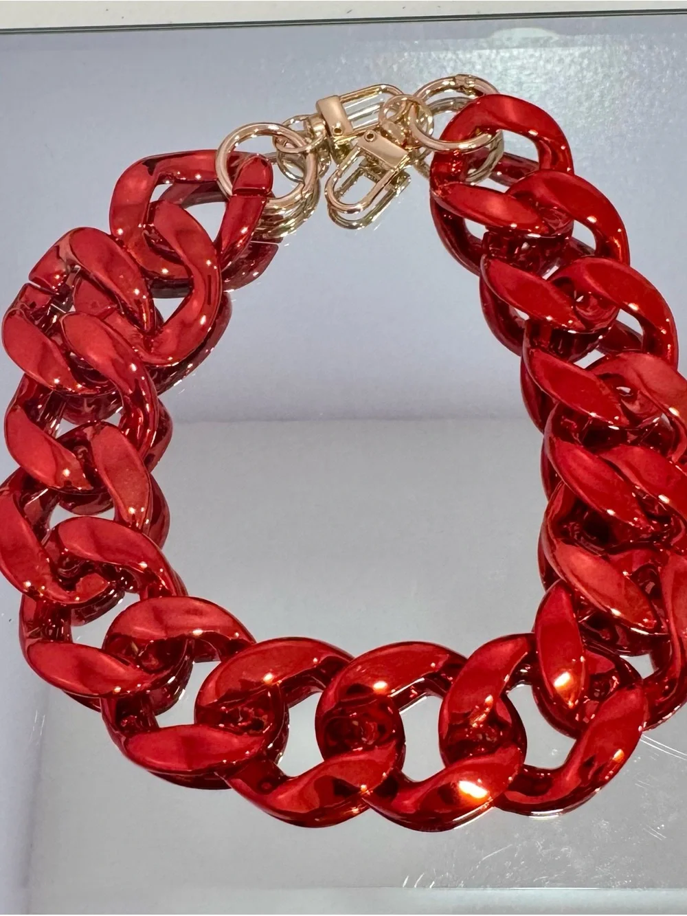 New Stylish Metallic Red Chunky Bag Chain 18 inches